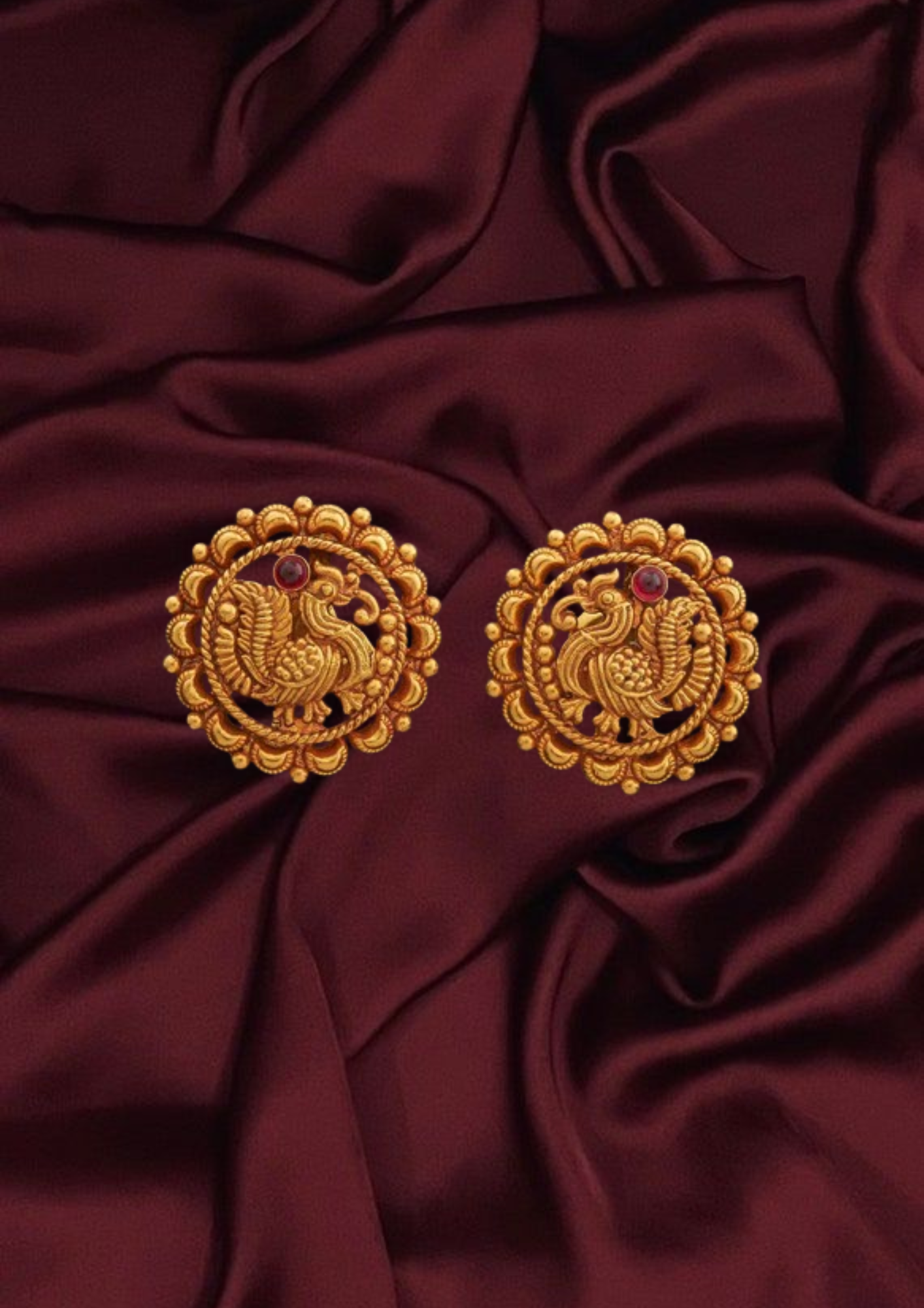 Peacock Motif Antique Silver Temple Necklace